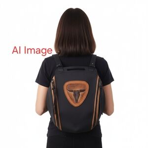 Handcrafted Genuine Leather Black and Brown Backpack Bag